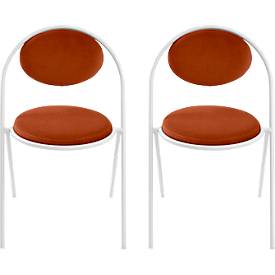 Meet_by_Paperflow Stoelen Saturne Meet by Paperflow - B 520 x D 540 x H 820 mm - stalen buis wit - fluweel roest - set van 2