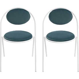 Meet_by_Paperflow Stoelen Saturne Meet by Paperflow - B 520 x D 540 x H 820 mm - stalen buis wit - fluweel blauw - set van 2