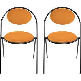 Meet_by_Paperflow Stoelen Saturne Meet by Paperflow - B 520 x D 540 x H 820 mm - stalen buis zwart - fluweel saffraan - set van 2