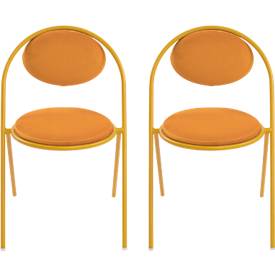 Meet_by_Paperflow Stoelen Saturne Meet by Paperflow - B 520 x D 540 x H 820 mm - stalen buis saffraan - fluweel saffraan - set van 2
