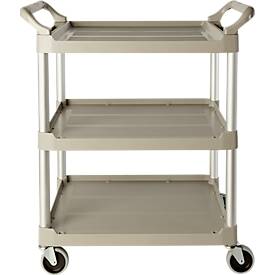 Rubbermaid servicewagen, 3 plateaus, tot 90 kg, open ontwerp, platina