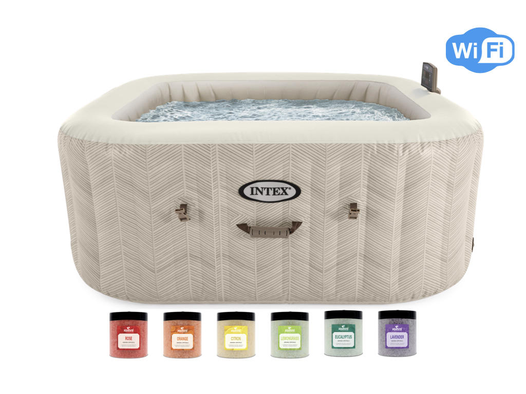 Intex PureSpa Chevron Deluxe Bubble Spa + Aquatural Set Aroma Crystals 6 x 350 gram