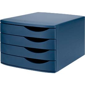 Atlanta ladekast, 4 laden gesloten, DIN A4, gerecycled plastic, blauw