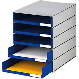 Styro val Pro-ladebox, 5 laden, open, DIN C4, polystyreen, eco-grijs/blauw