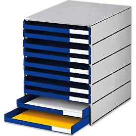 Styro val Pro-ladebox, 10 laden, open, DIN C4, polystyreen, eco-grijs/blauw