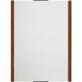 Moedel Leit- und Orientierungssysteme moedel wandbord LMH, DIN A4, staand formaat, houten frame met afdekkappen, zelfklevende of schroefbevestiging, B 222 x H 297 mm, zilver/walnoot
