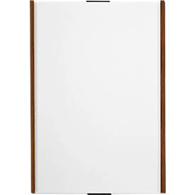 Moedel Leit- und Orientierungssysteme moedel wandbord LMH, DIN A3, staand formaat, houten frame met afdekkappen, kleef- of schroefbevestiging, B 309 x H 420 mm, zilver/walnoot