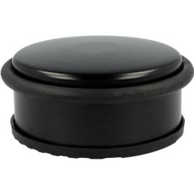 Deurstopper, rond, met rubberen ring om de deur te beschermen, antislip, Ø 100 x H 40 mm, zwart roestvrij staal
