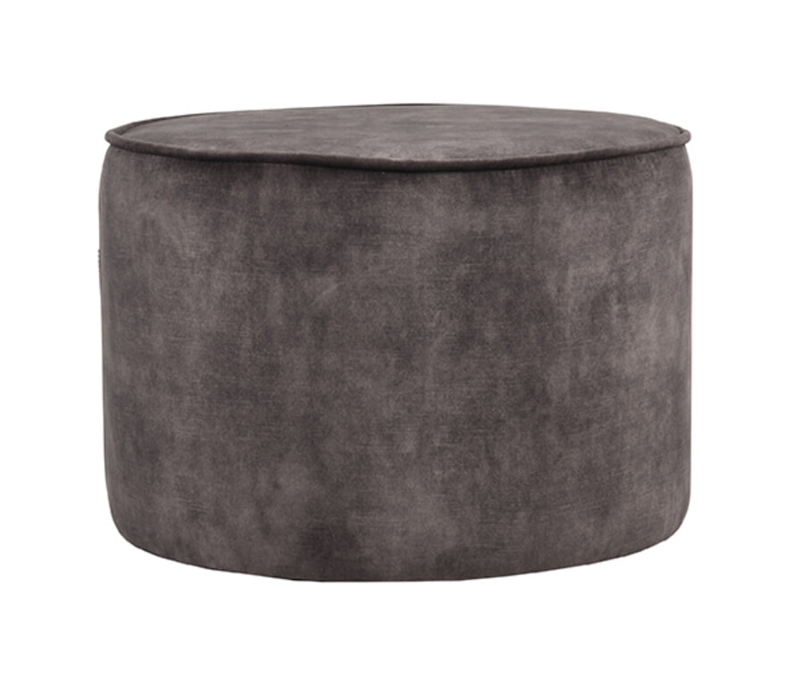 LABEL51 Poef Tibo Velvet - Antraciet - Rond