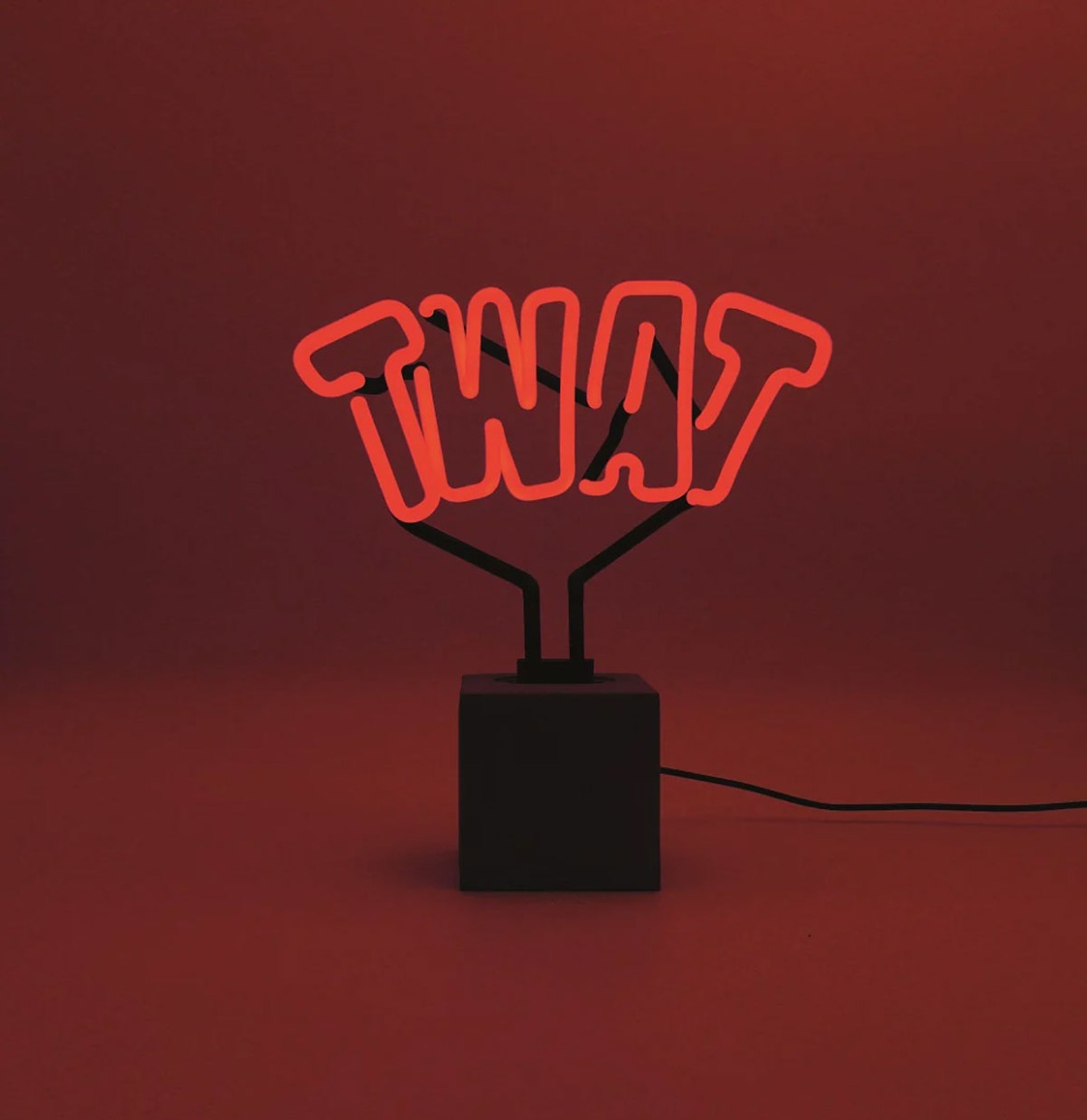 Fiftiesstore Neon 'Twat' Sign (Op Betonnen Basis) - Red