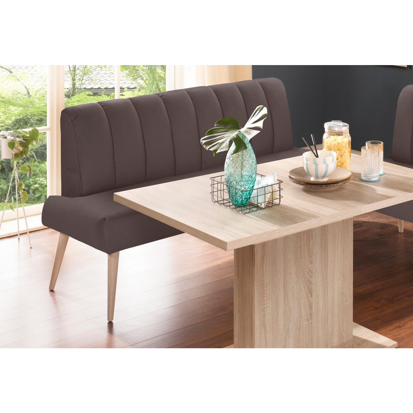 Exxpo - sofa fashion Zitbank Costa, moderne rugstikking, comfortabel en elegant, hoge houten voet