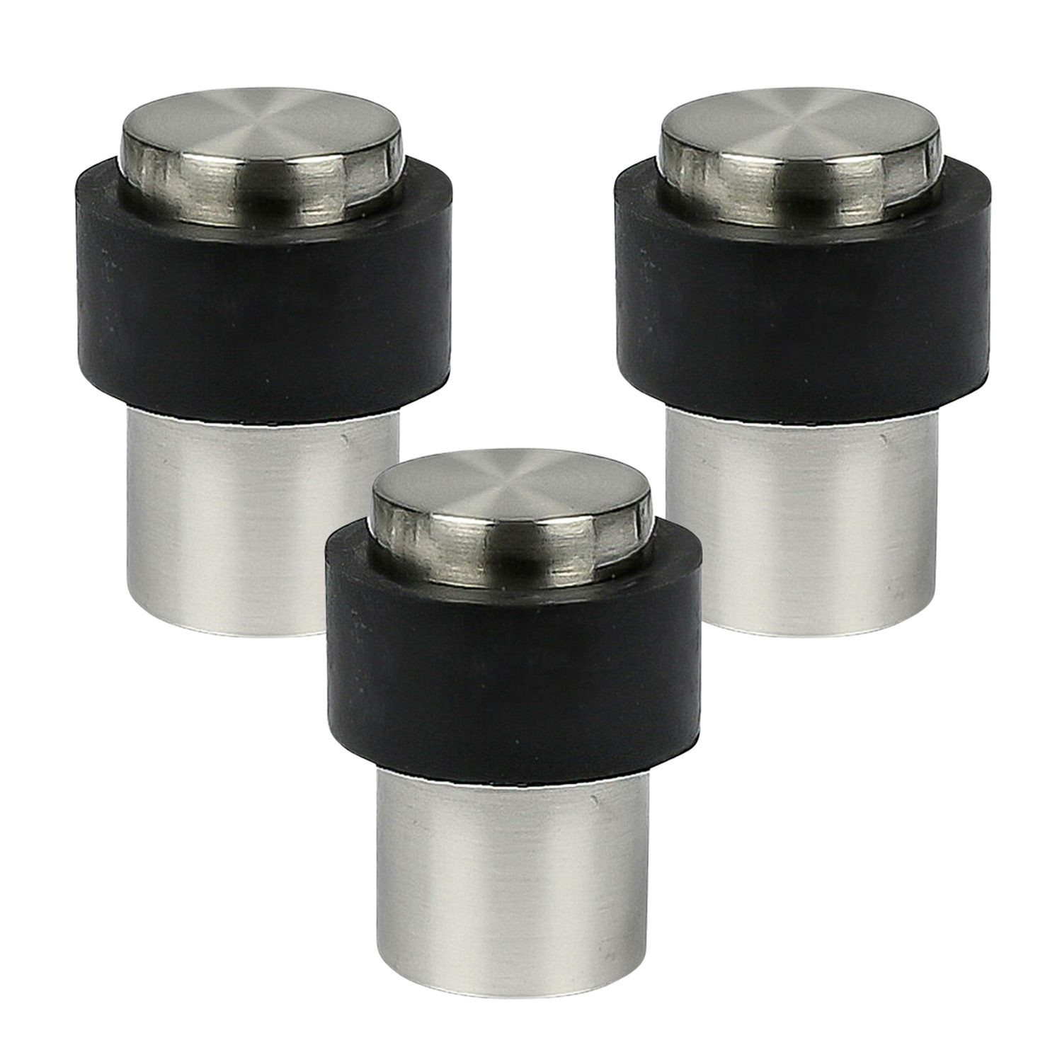 Benson Deurstopper - 3x - zilverkleurig - met schroef montage - H4 x D3 cm - deurbuffer -