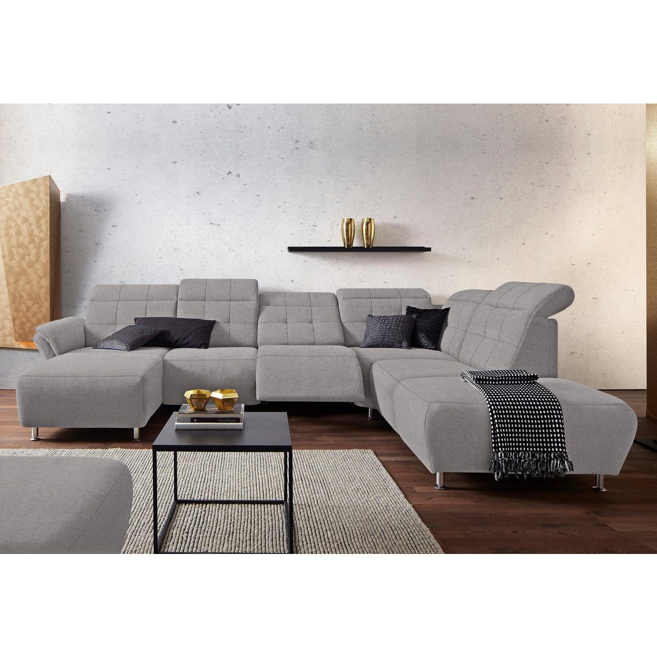 Places of Style Zithoek Manhattan U-vorm bank met elektrische relaxfunctie, verstelbare armleuningen