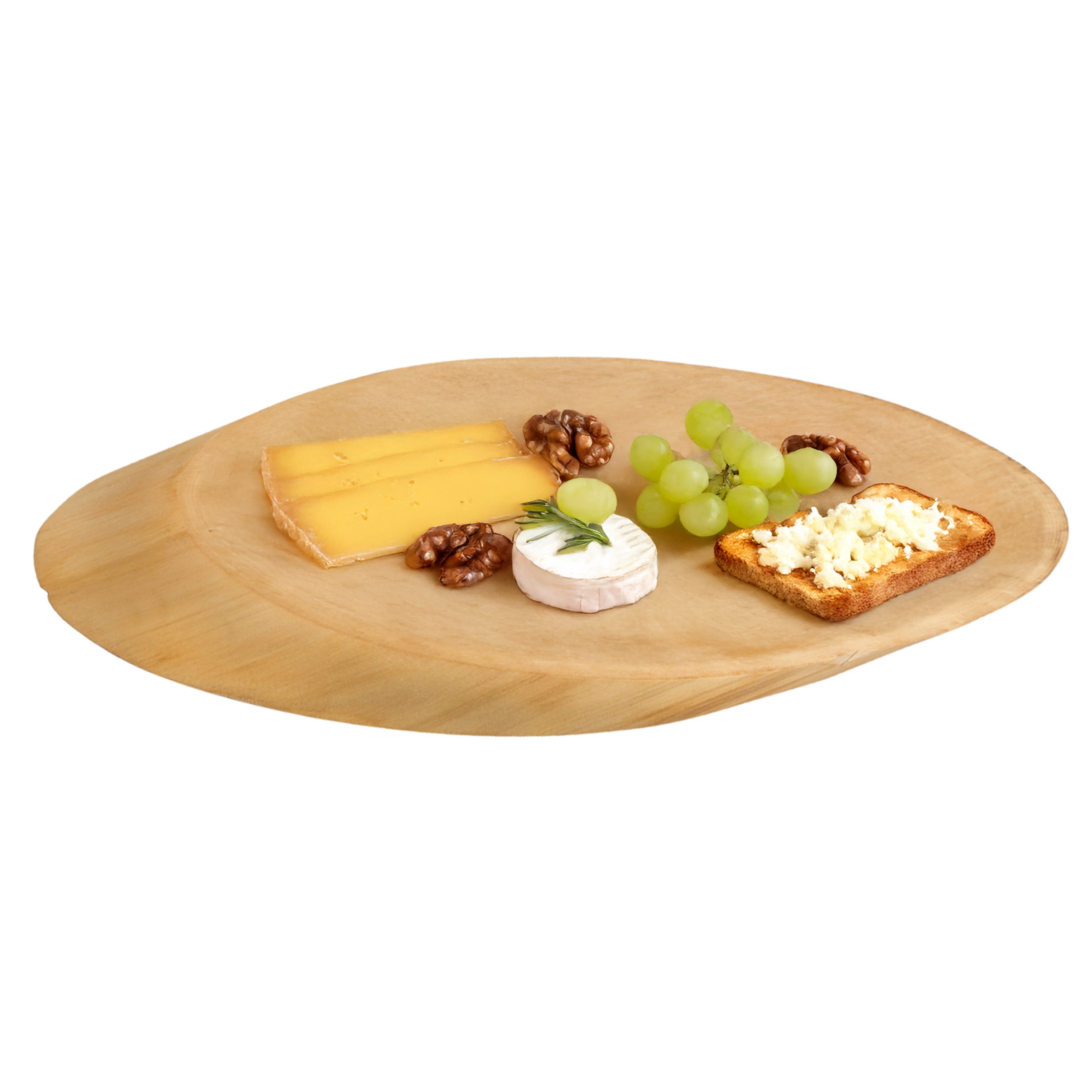 Kesper Boomstamschijf serveer/kaas plank - 35 x 16 x 2,5 cm - ovaal - berkenhout -
