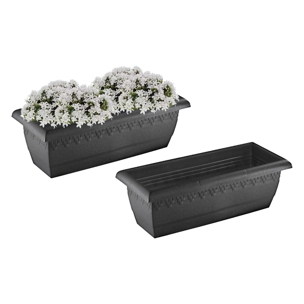 Hega Hogar Hega Hoger Plantenbak Jardinera - 2x - anctraciet grijs - 50 cm -