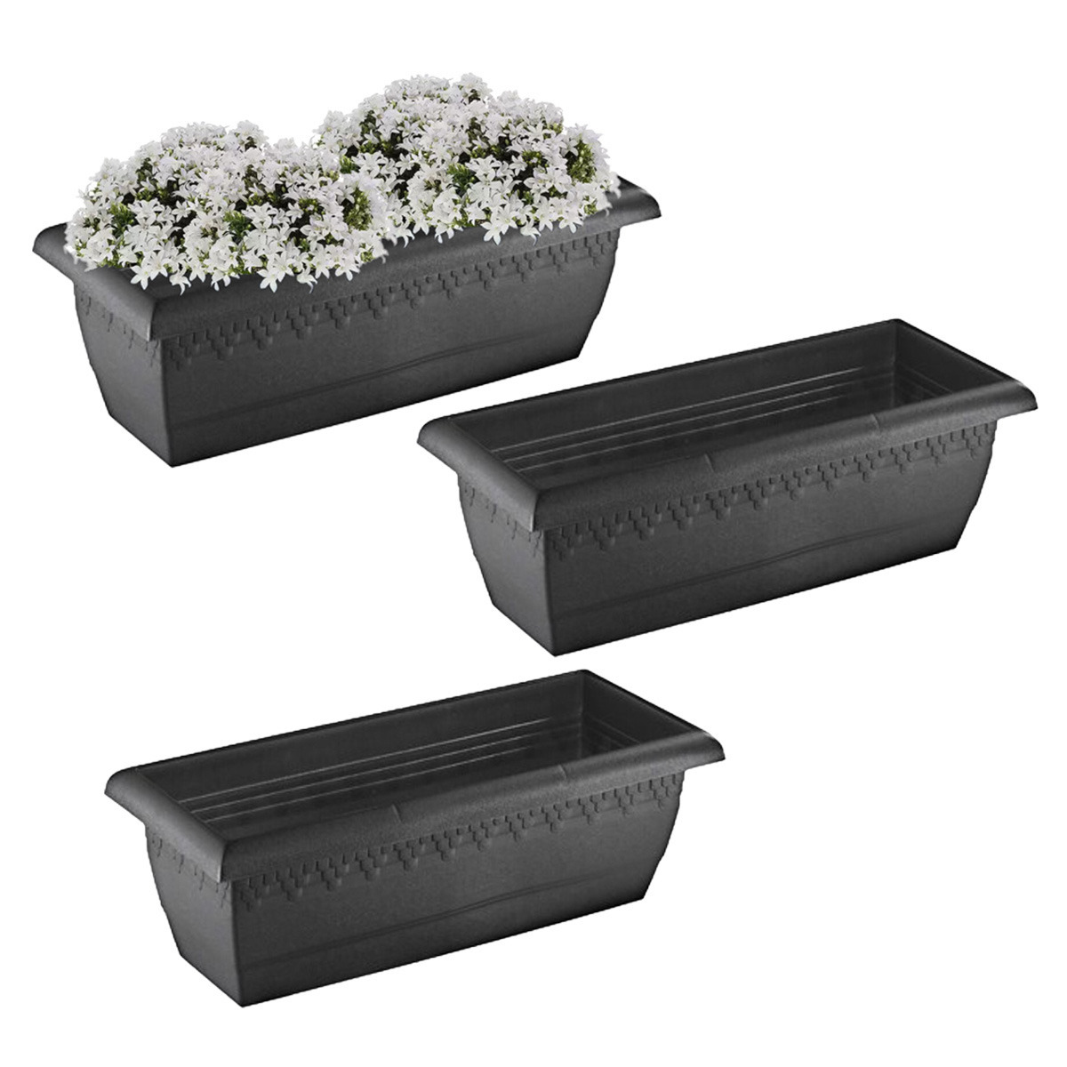 Hega Hogar Hega Hoger Plantenbak Jardinera - 3x - anctraciet grijs - 50 cm -