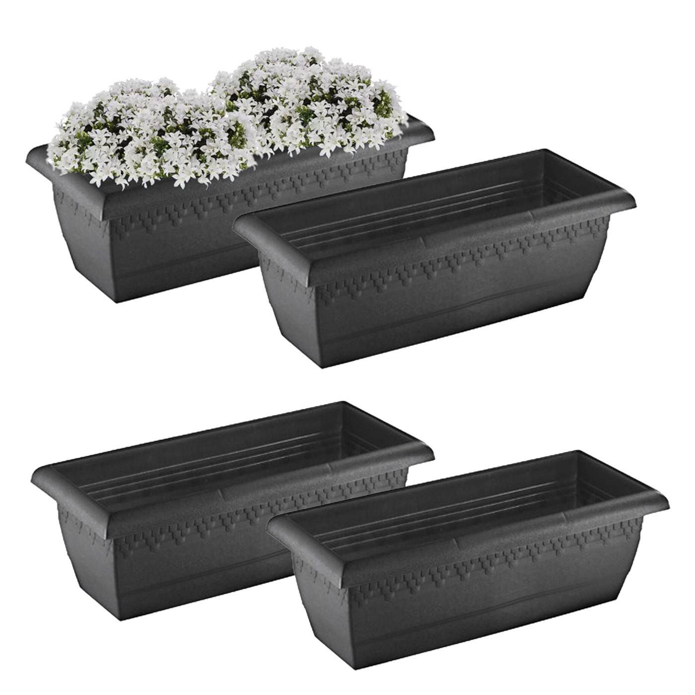 Hega Hogar Hega Hoger Plantenbak Jardinera - 4x - anctraciet grijs - 50 cm -