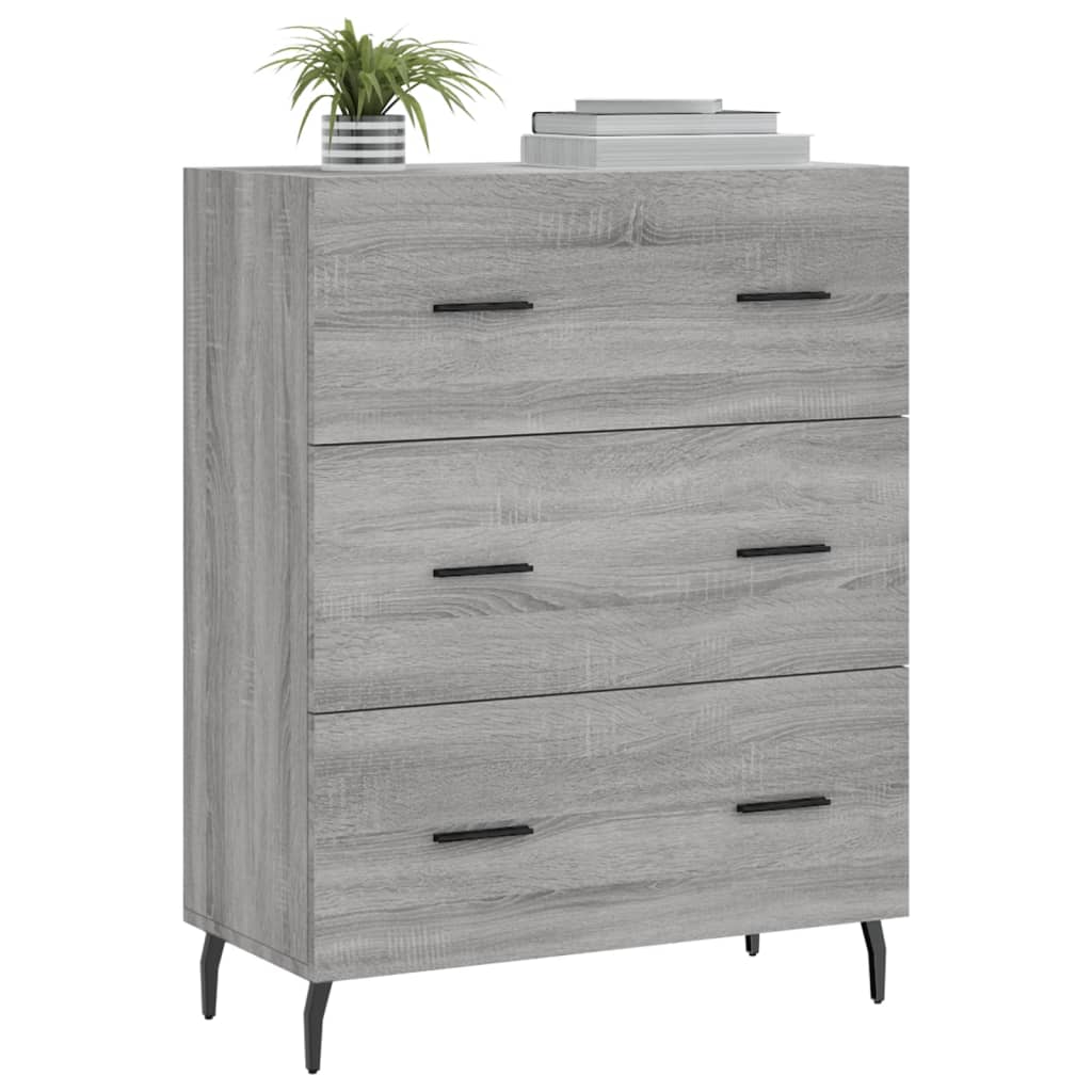 vidaXL Dressoir 69,5x34x90 cm bewerkt hout grijs sonoma eikenkleurig