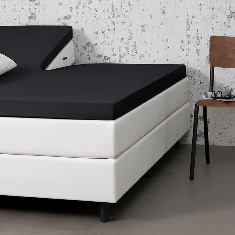 Dekbed Discounter Splittopper Hoeslaken - Jersey Stretch - Zwart - 160x200 cm - Zwart -  - 