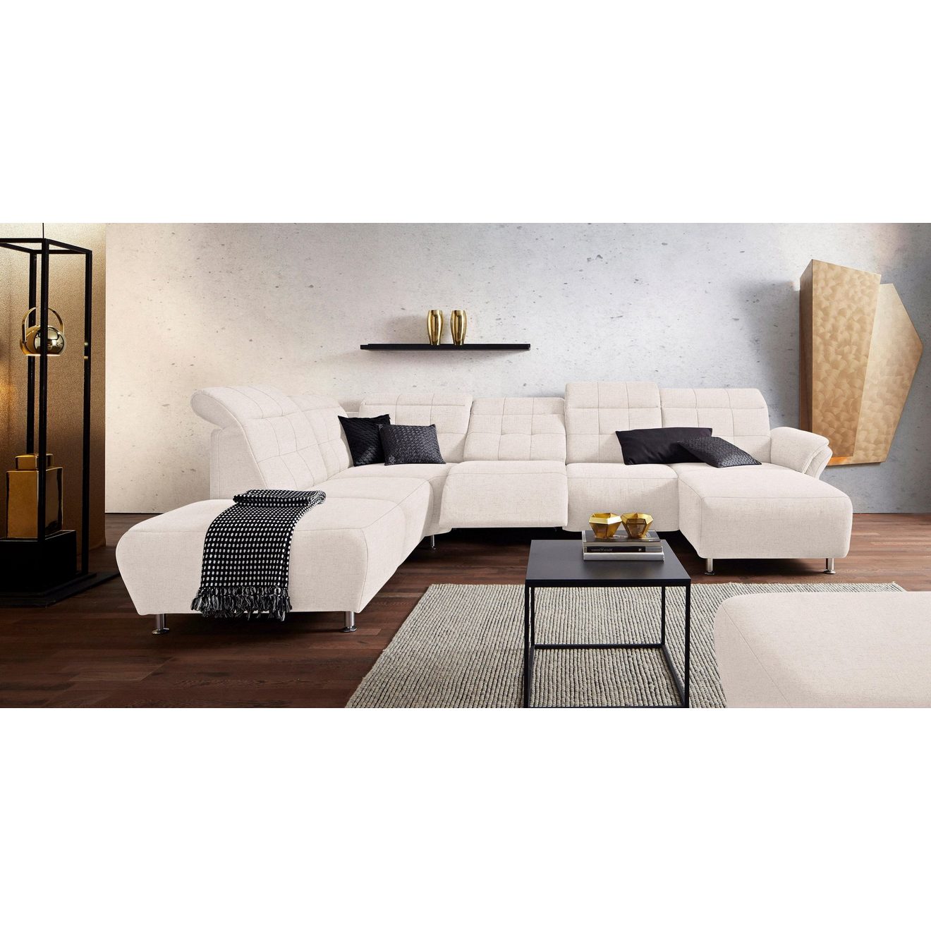 Places of Style Zithoek Manhattan U-vorm bank met elektrische relaxfunctie, verstelbare armleuningen