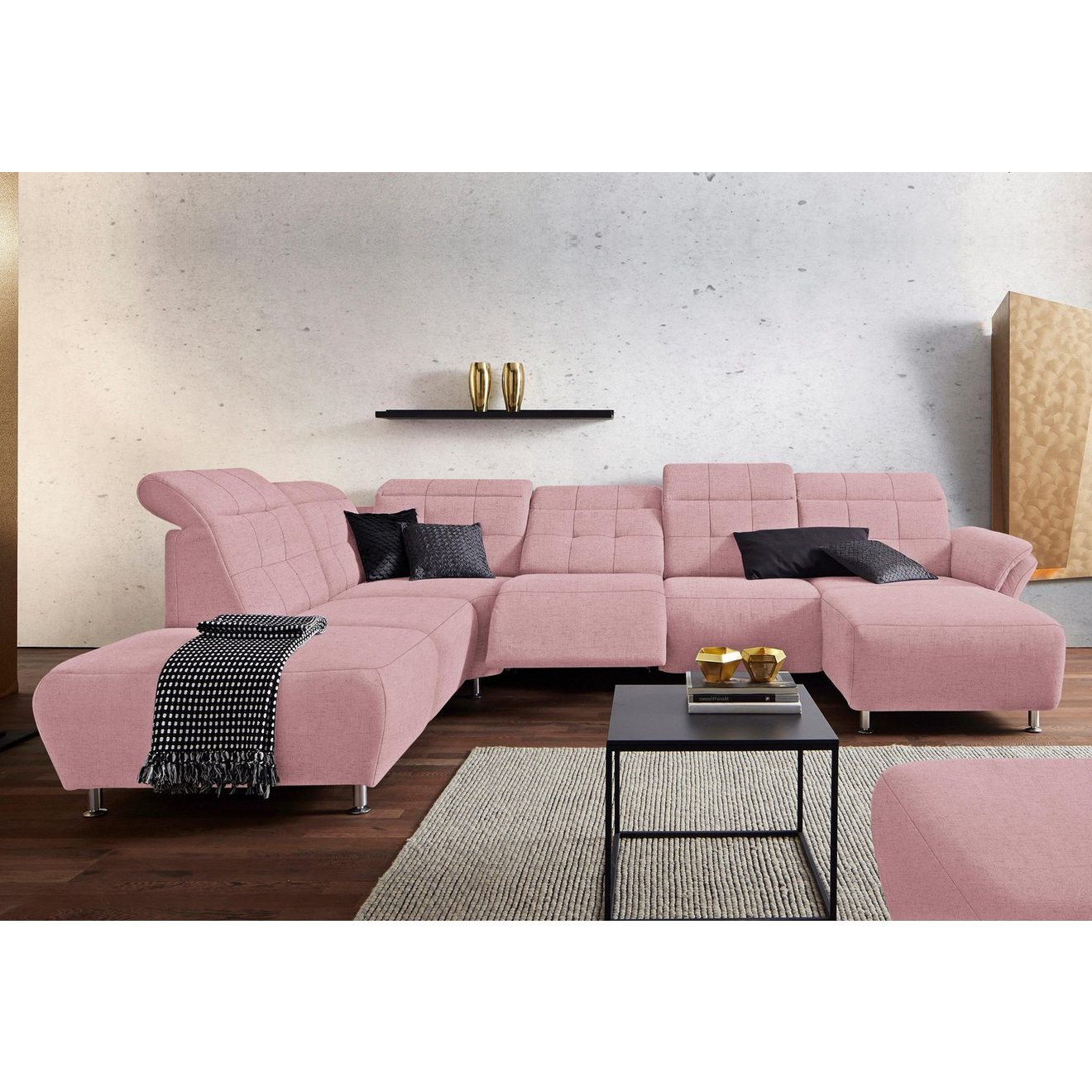 Places of Style Zithoek Manhattan U-vorm bank met elektrische relaxfunctie, verstelbare armleuningen