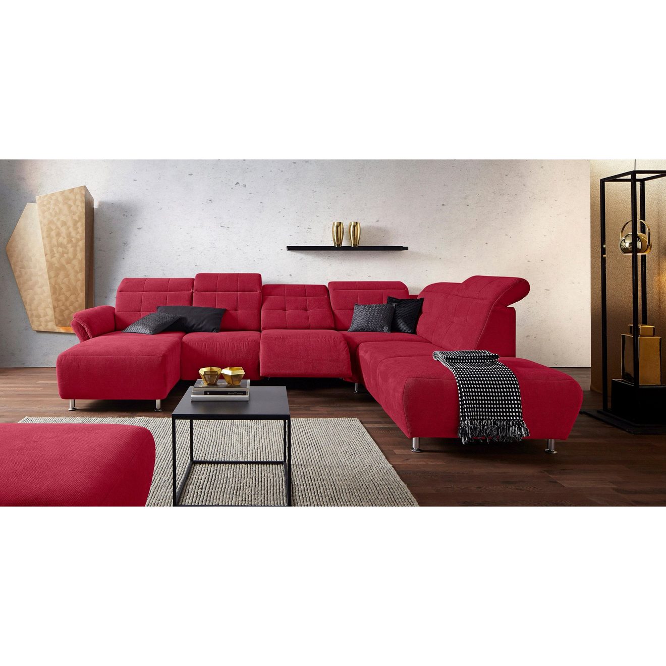 Places of Style Zithoek Manhattan U-vorm bank met elektrische relaxfunctie, verstelbare armleuningen