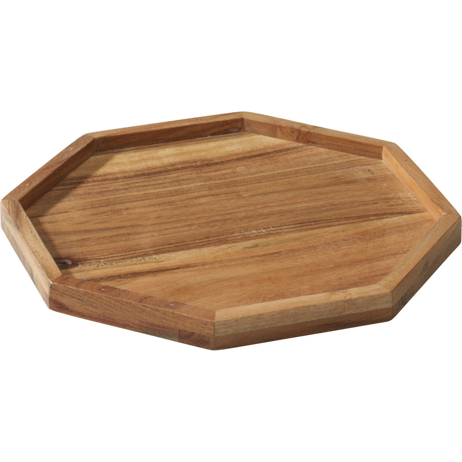 Merkloos Kaarsenbord/decoratie dienblad - mangohout - 25 x 25 x 2 cm - achthoek - serveerschaal -
