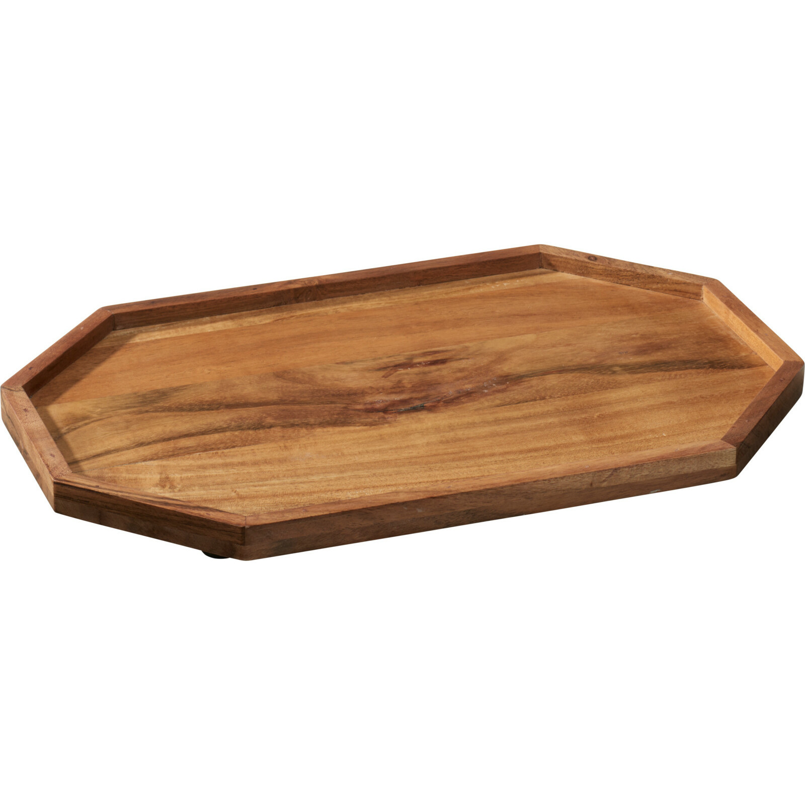 Merkloos Kaarsenbord/decoratie dienblad - mangohout - x 25 x 2 cm - achthoek - serveerschaal -