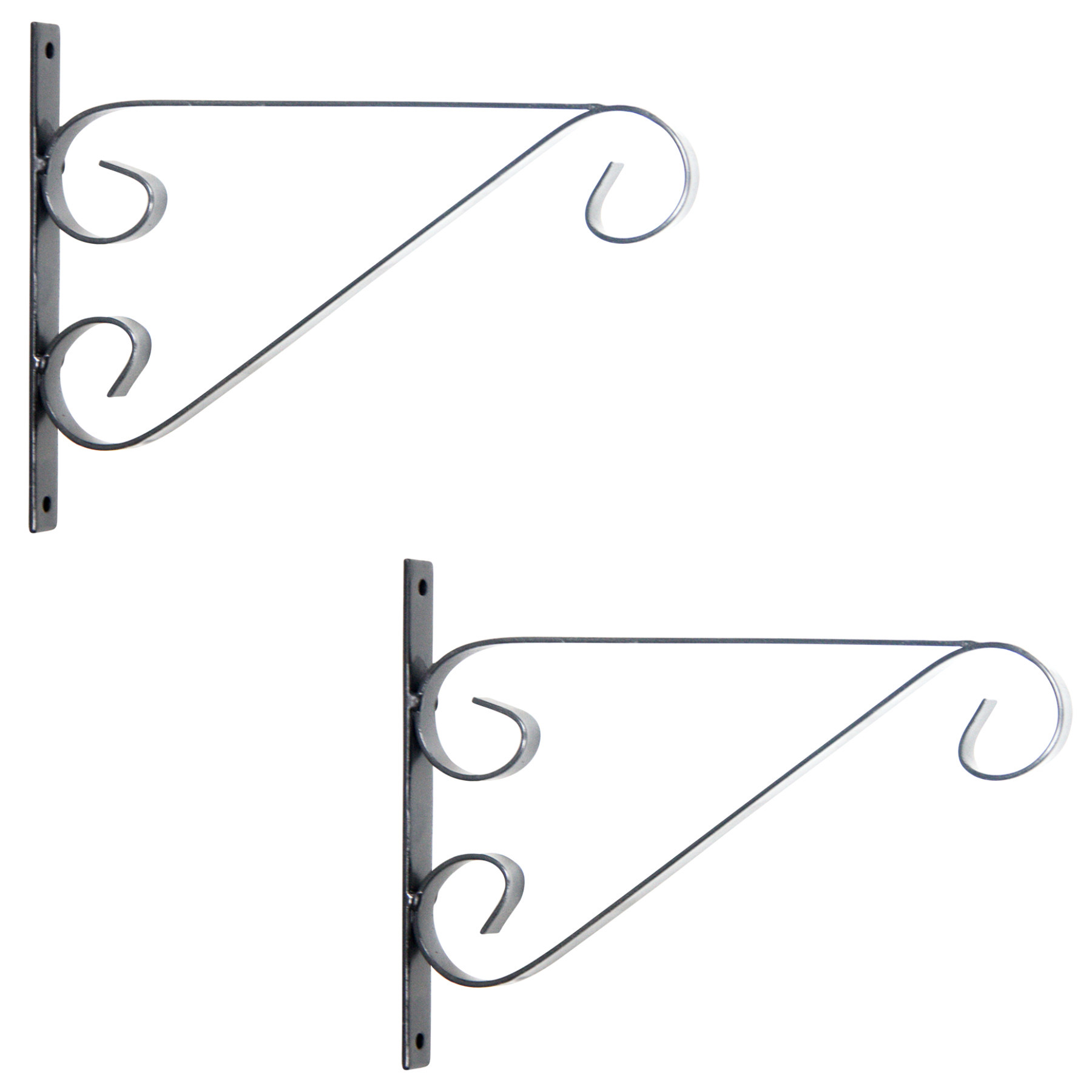 Merkloos 4x Zilveren hangpot haken metaal met krul 27 x 19 cm -
