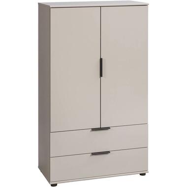 Leen Bakker Kast Lucca 2-deurs - kiezelkleur - 140x81x40 cm