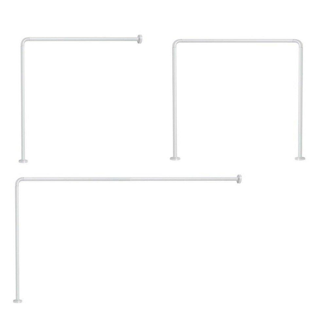 GEDY douchegordijnstang hoekversie D 25 mm aluminium wit afsnijdbaar op maat mogelijke opstellingen 90x90xm 80x170cm of 90x85x90cm TUNI900 02