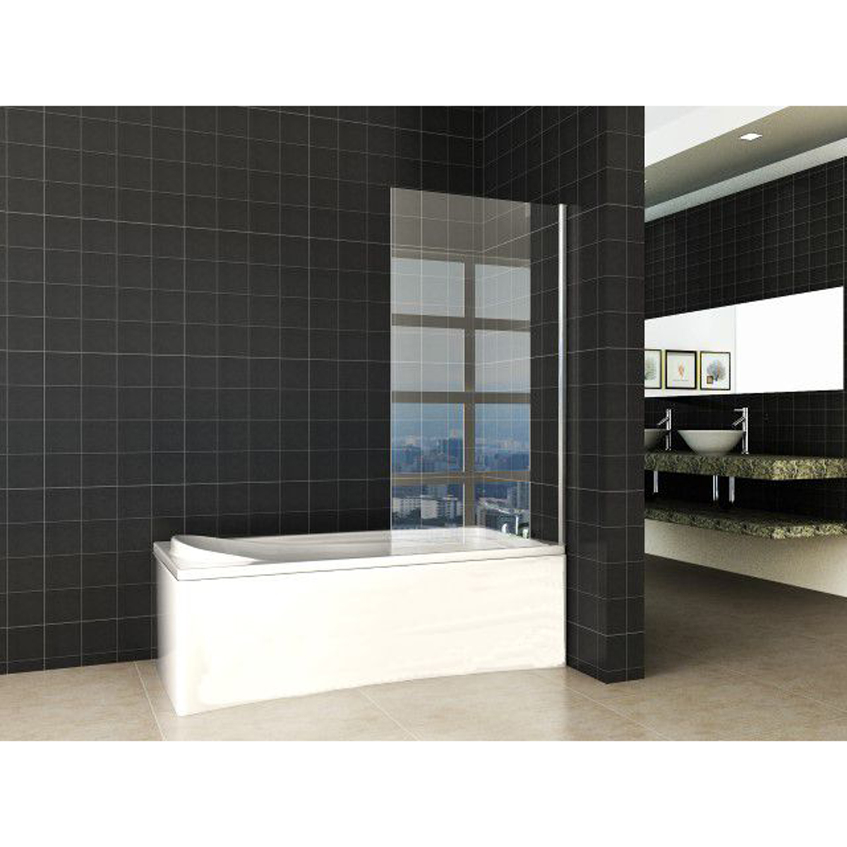 Wiesbaden Tela Badwand Vast - 800x1500x6mm - NANO - Helder Glas/Chroom