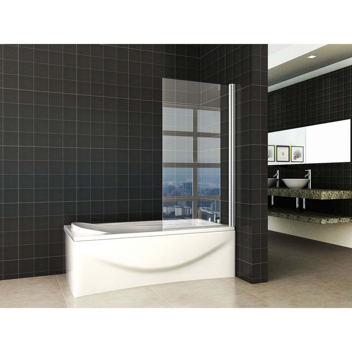 Wiesbaden Palmo Badwand Draaibaar - 800x1500x6mm - NANO - Helder Glas/Chroom