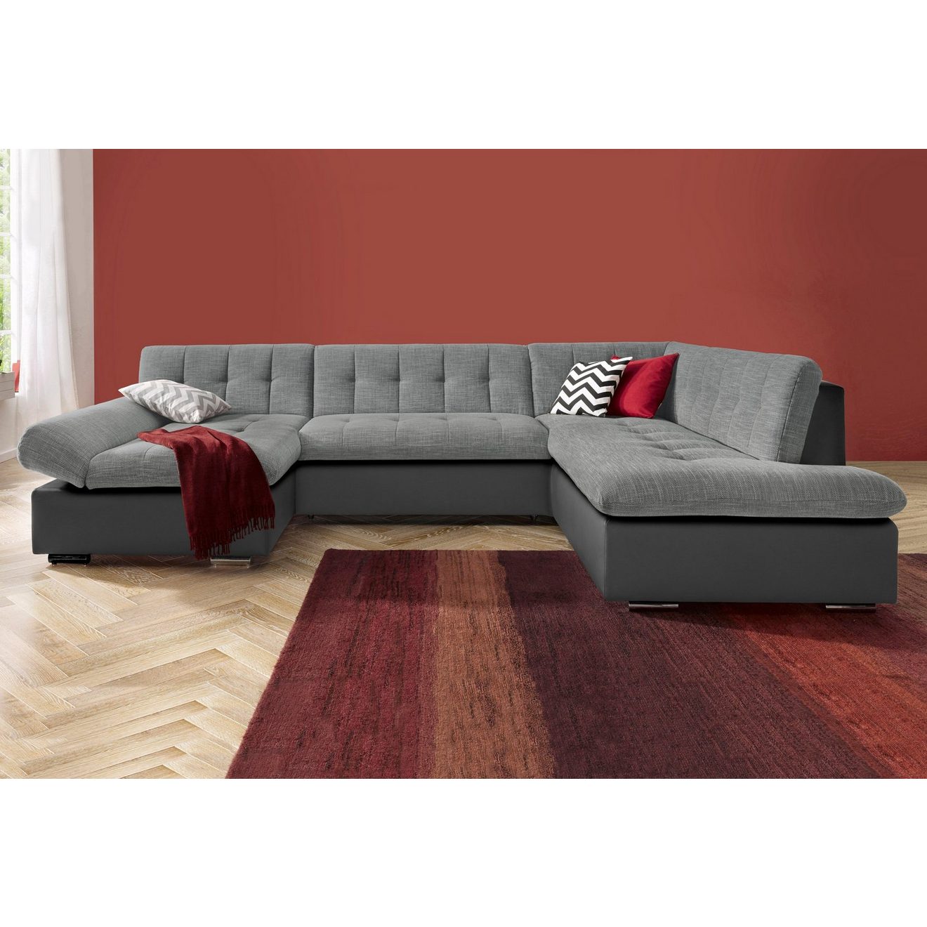 TRENDMANUFAKTUR Zithoek Reggae modern en comfortabel, actuele materiaalcombinatie, U-vorm