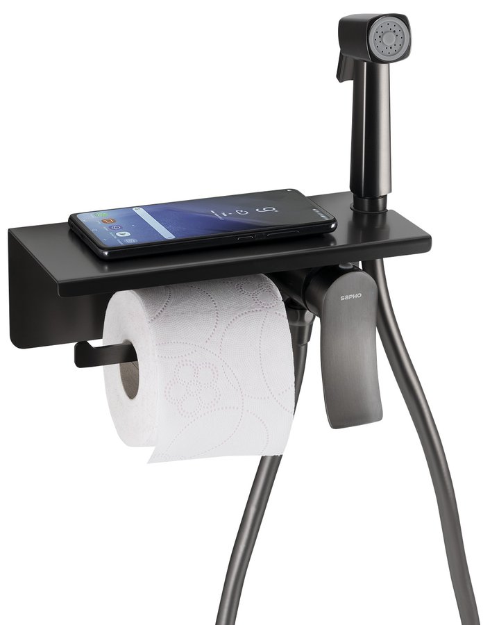 Sapho bidet handdoucheset met toiletrolhouder gunmetal