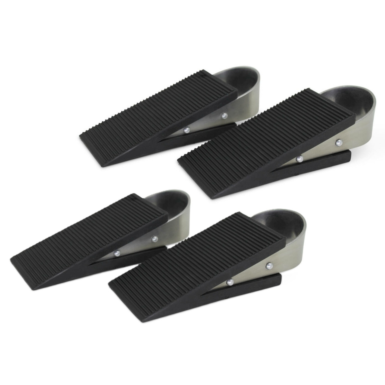 Benson Deurstopwiggen - 4x - zwart - rubber - 13x5x3 cm - deurstopper -