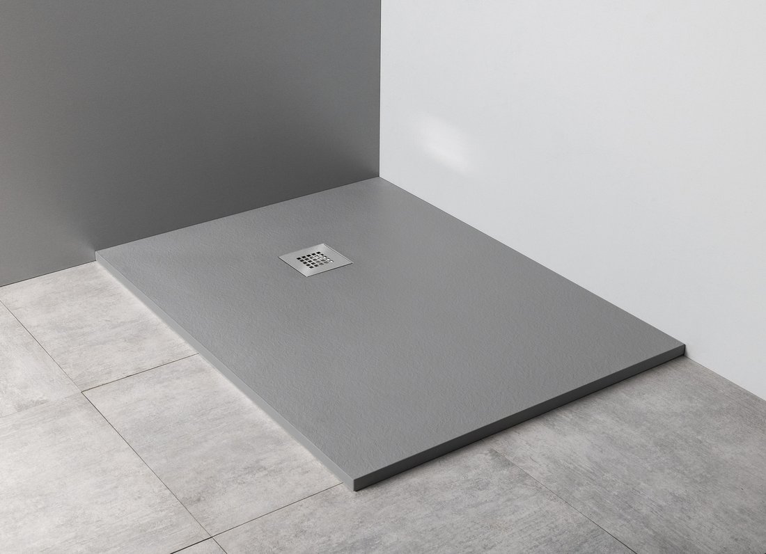 Gelco Mitia rechthoekige douchebak stone-look 120x80cm grijs
