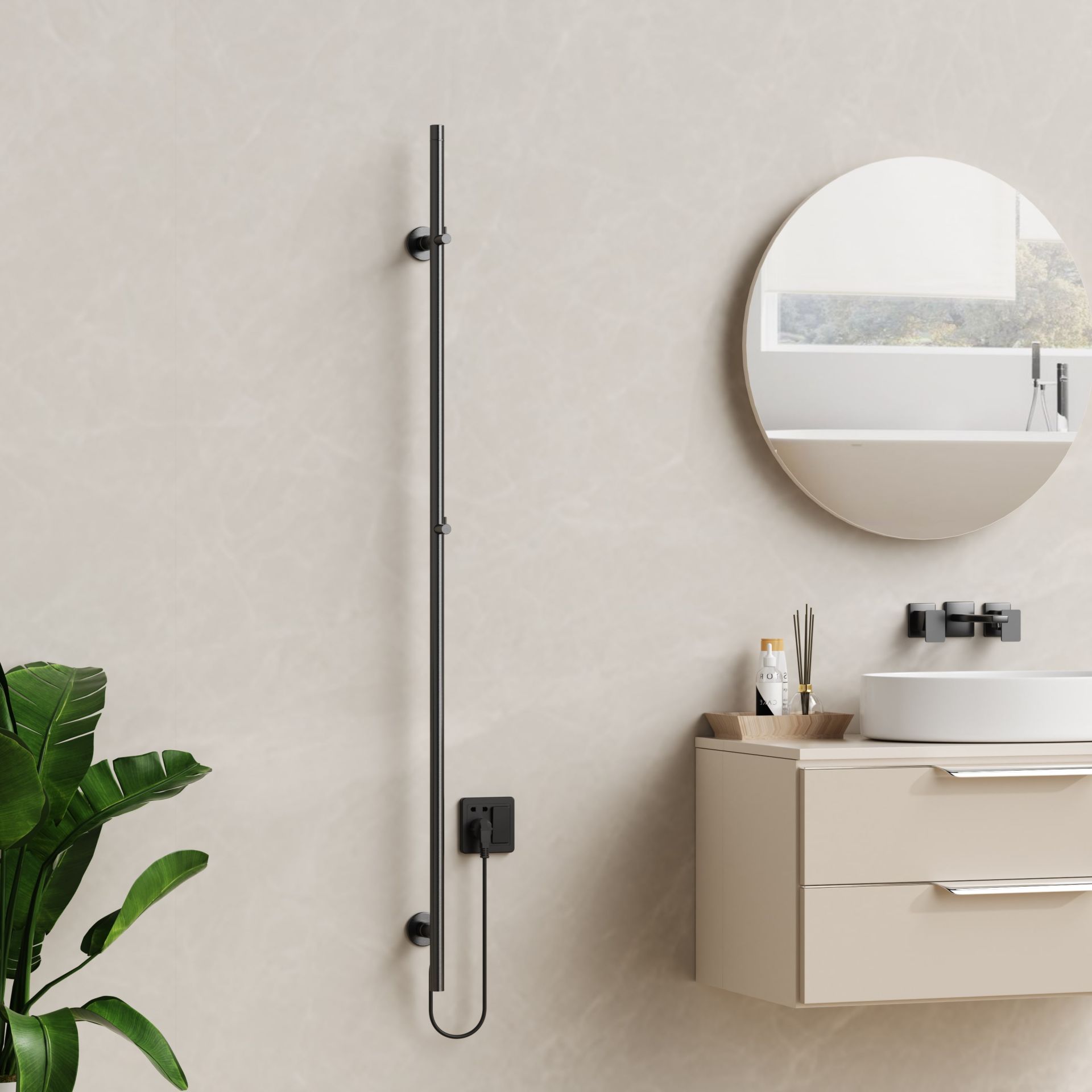 SaniGoods Lilia elektrische staafradiator 150cm gunmetal 60W