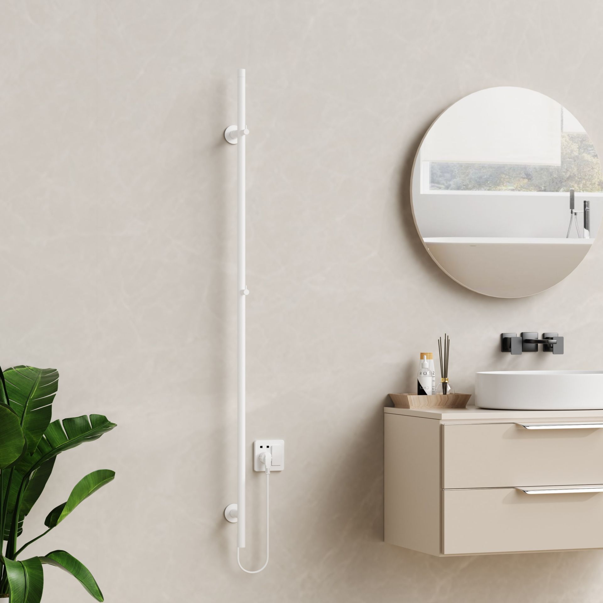 SaniGoods Lilia elektrische staafradiator 150cm wit glans 60W