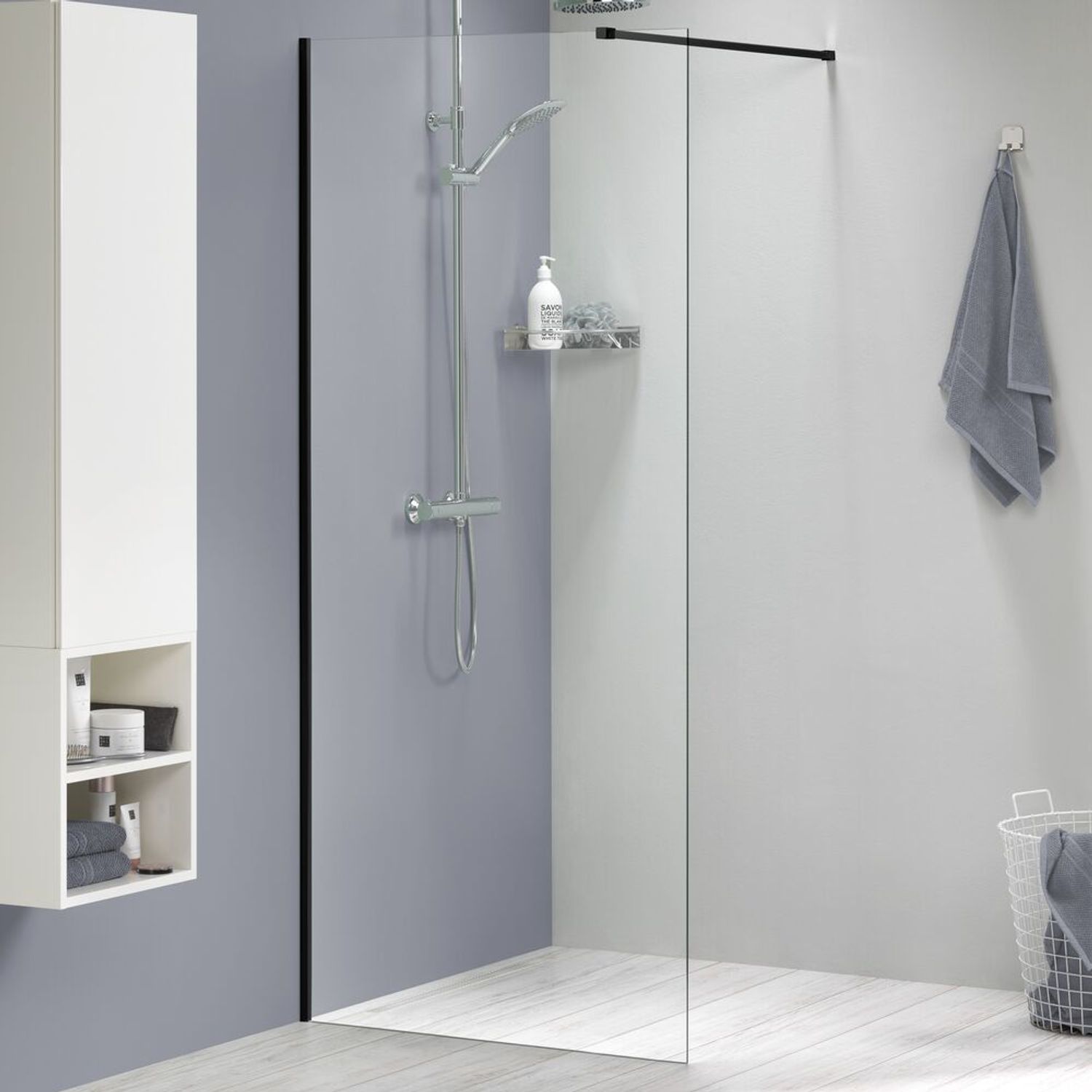 Sealskin  Inloopdouche Mix & Match 88 X 200cm - Zwart Profiel - 8 Mm Helder Glas