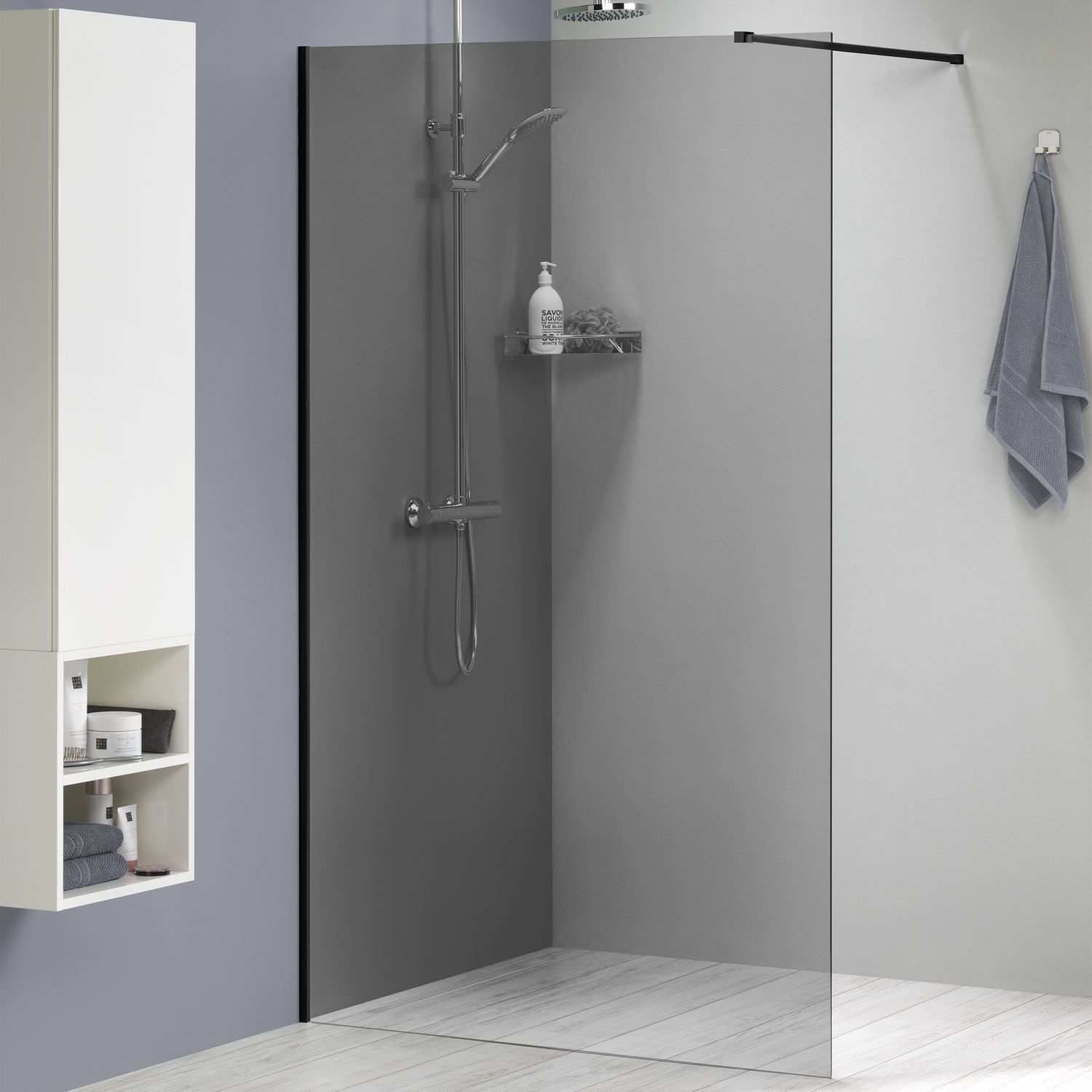 Sealskin  Inloopdouche - Complete Set Mix & Match 138 X 200cm - Zwart Profiel - 8 Mm Rookglas