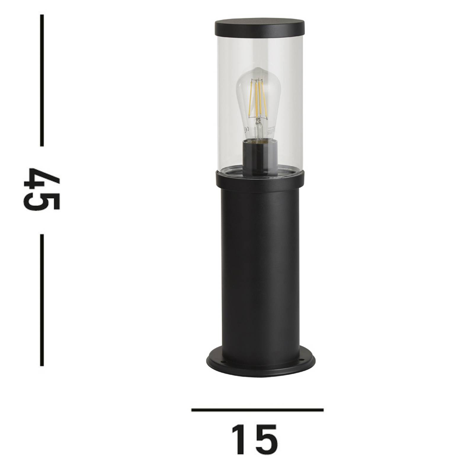 Searchlight Bakerloo sokkellamp, IP44, zwart, hoogte 45 cm, metaal