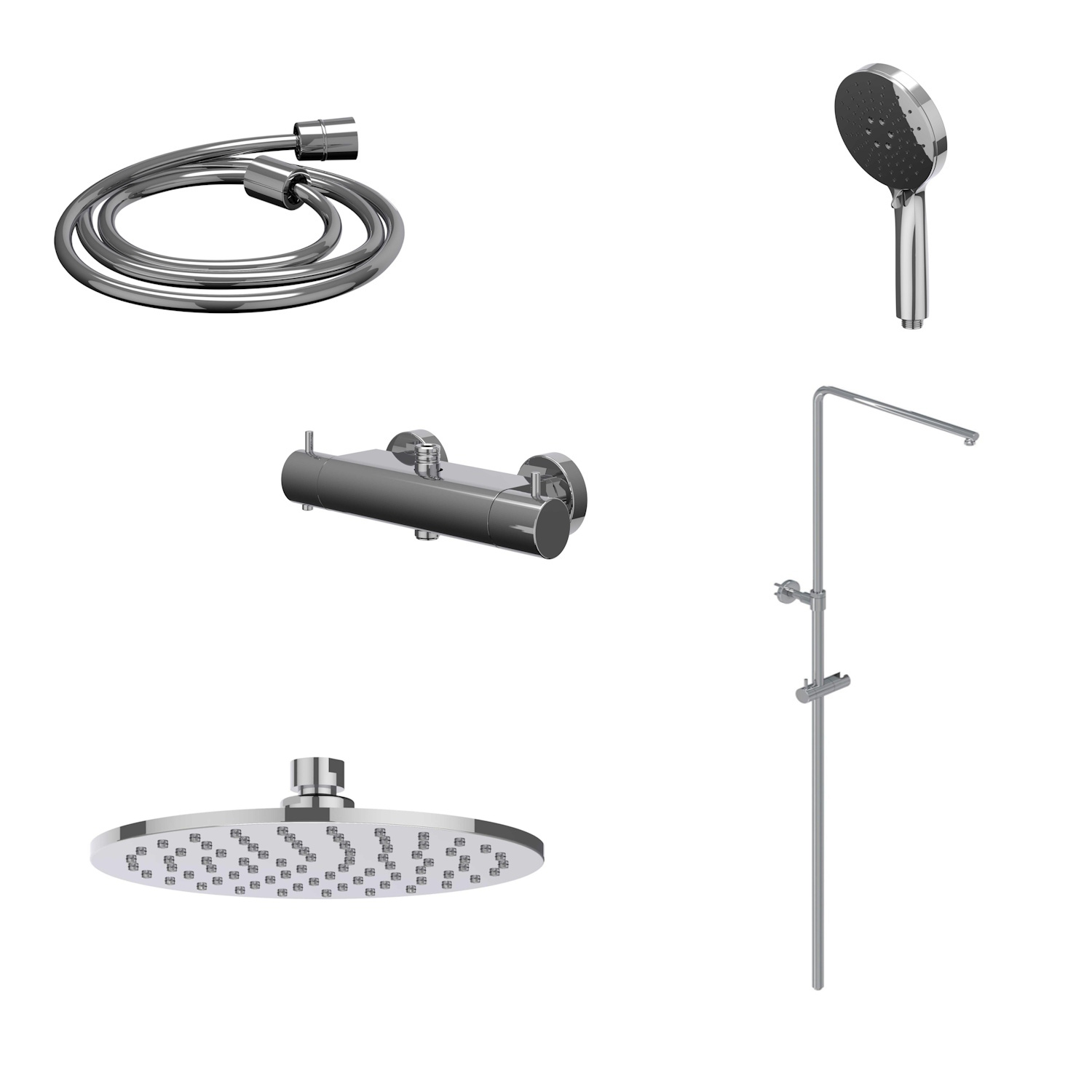 IVY Regendoucheset  Bond Opbouw Thermostatisch 25 cm Medium Rond 3-Standen Handdouche Chroom