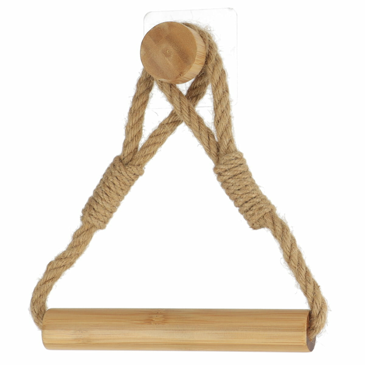 Tendance Toiletrolhouder Nautic - hout/touw - naturel - wand/muur - zelfklevend- bamboe - zonder boren -