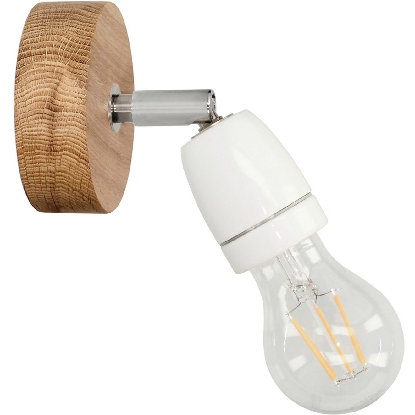 BRITOP LIGHTING Wandlamp PORCIA WOOD Retrodesign met porselein en eikenhout, flexibel instelbaar