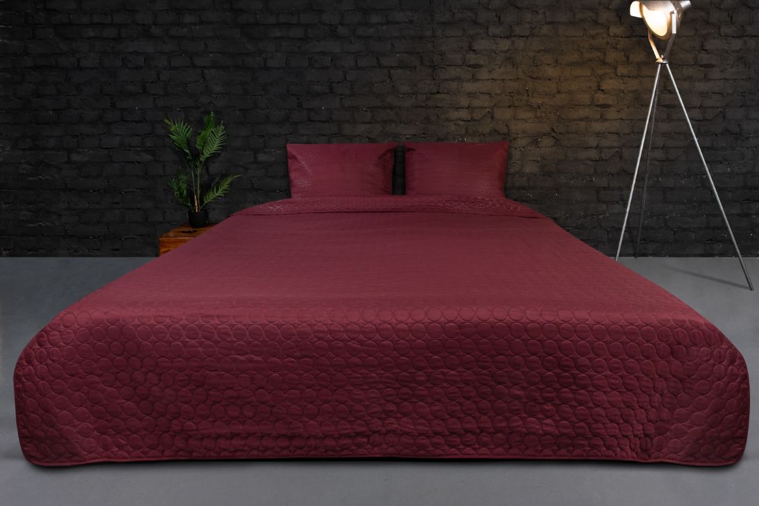 Zydante Home - Bedsprei incl. 2 kussenslopen - Dark Red - Circles - 220 x 240