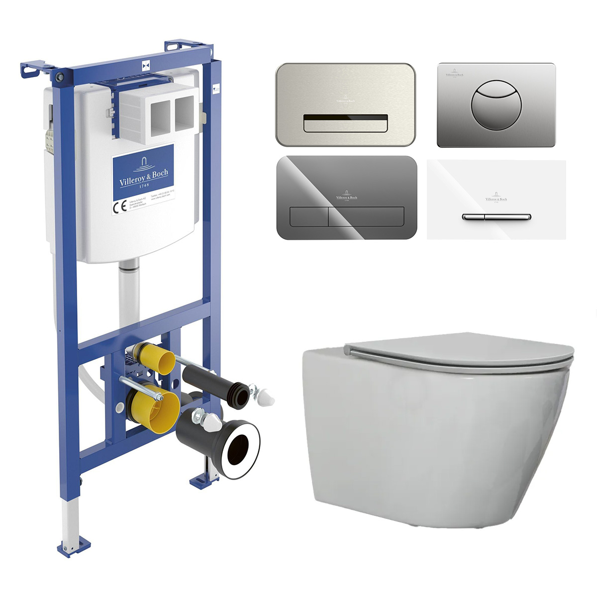 Villeroy & Boch ViConnect toiletset met Saniclear Jama randloos toilet wit glans