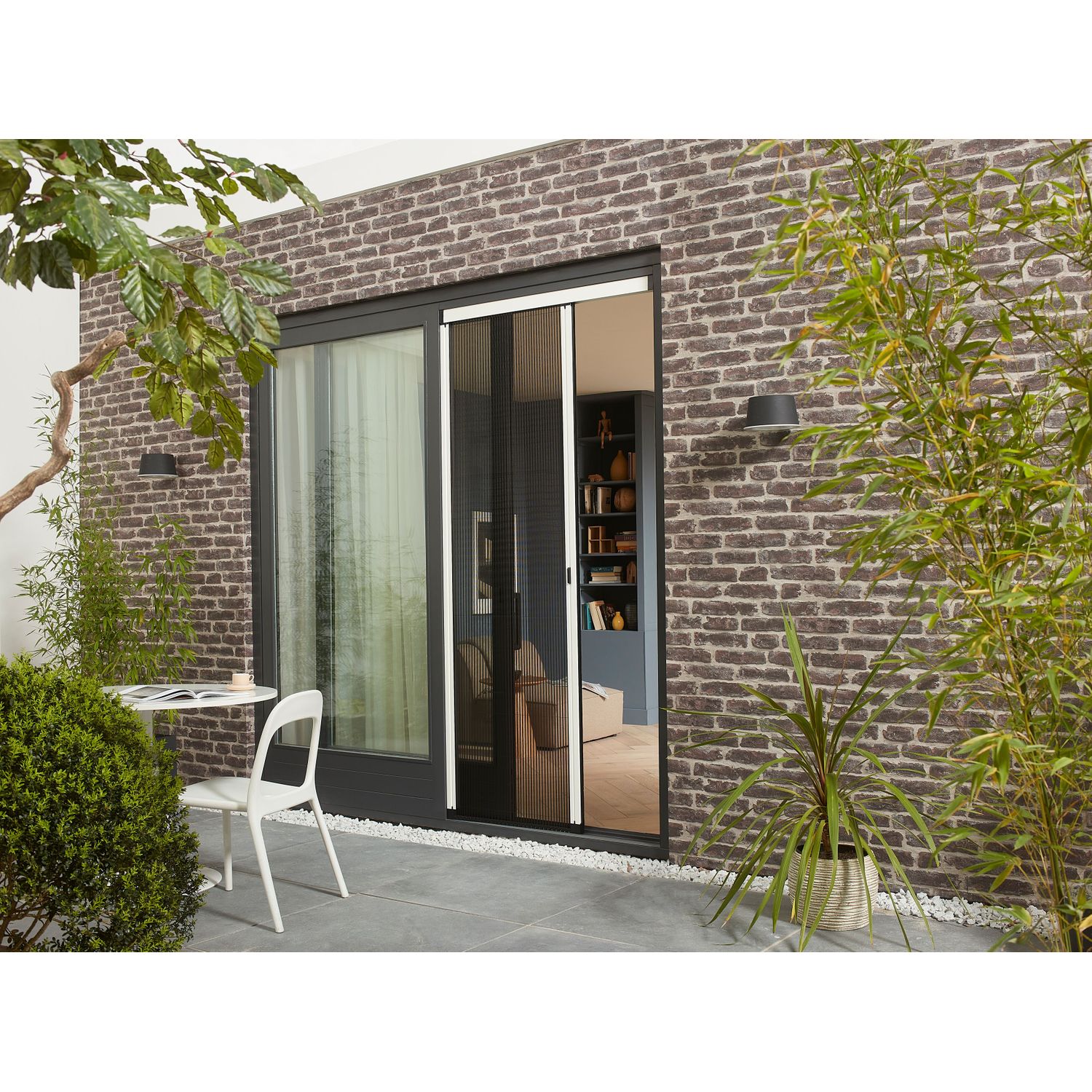 CanDo Hordeur Premium V - Plissé Hordeur - Wit Profiel - Zwart Gaas - 96x260cm