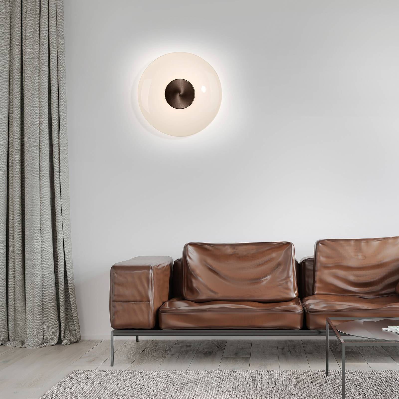 Paul Neuhaus Design wandlamp Pure Vitrum bruin 6082-34