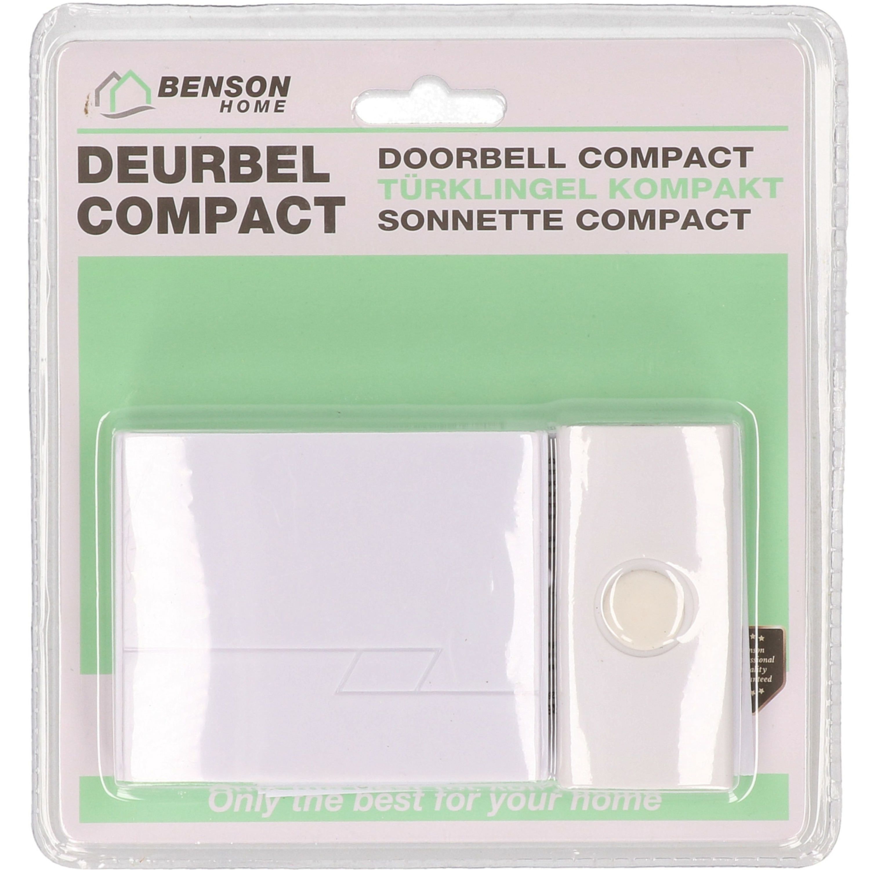 Benson Deurbel - draadloos - 16 melodieën - 30 meter bereik - wit - compact -